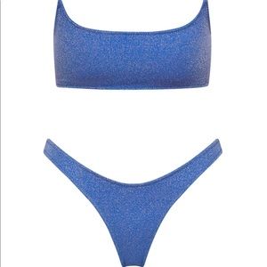 triangle blue sparkle bikini